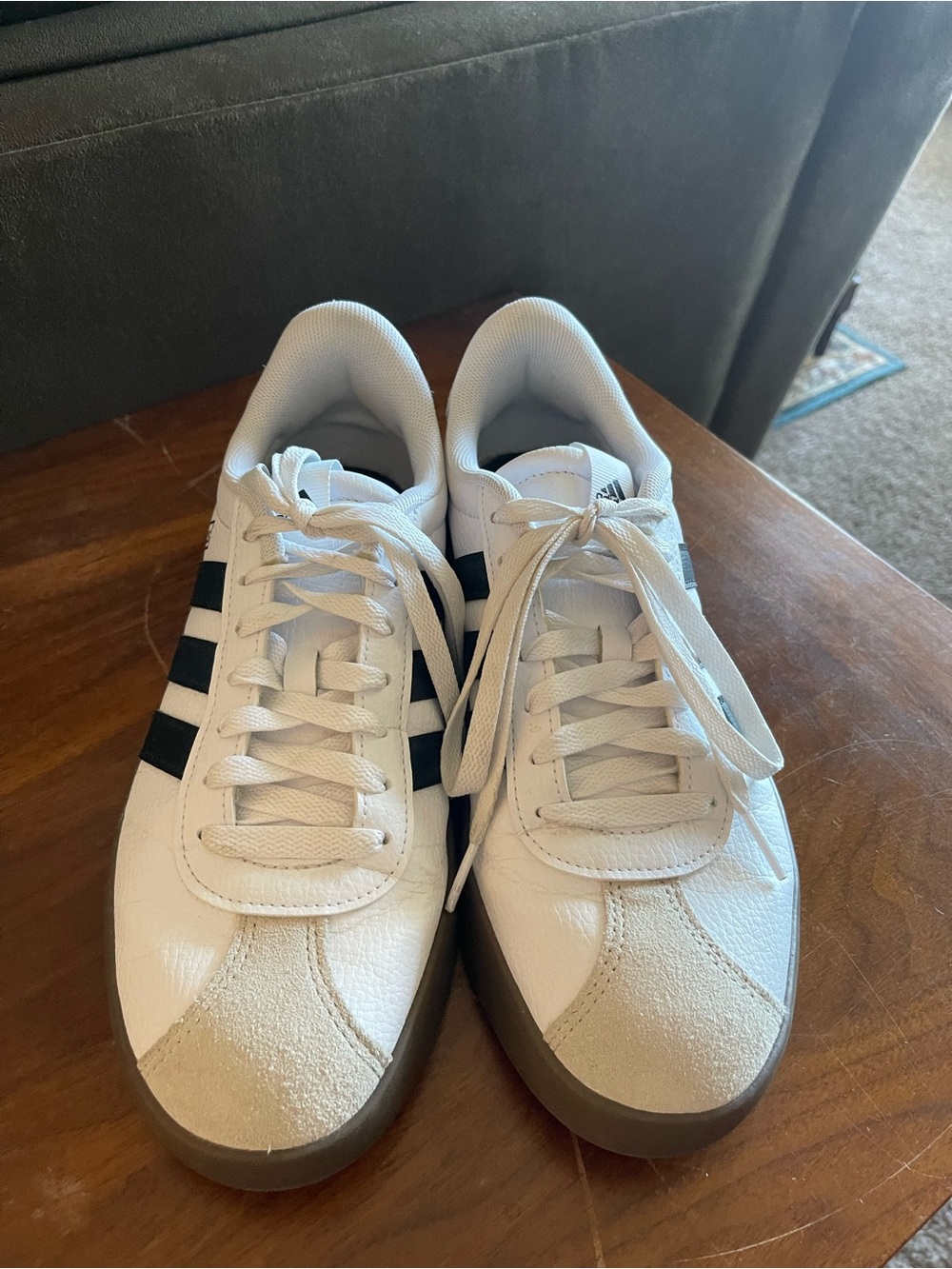 adidas Women's White Sneakers with Black Stripes